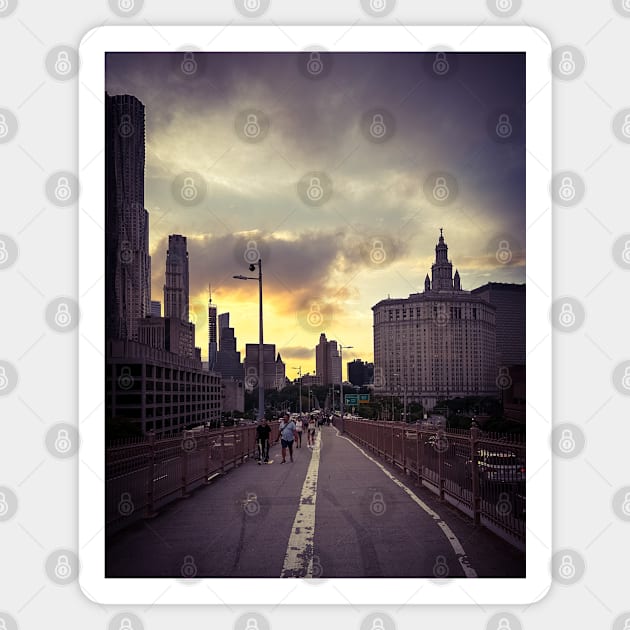 Brooklyn Bridge Sunset Manhattan Skyline NYC Magnet by eleonoraingrid